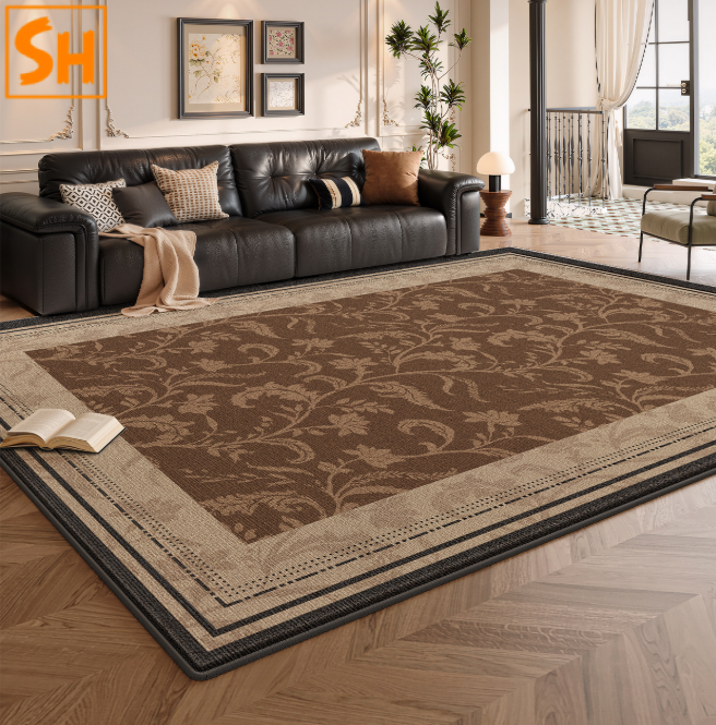 Màu sắc nội thất 2026 Clay Terracotta – thảm trang trí tông nâu đất họa tiết cổ điển JR1126