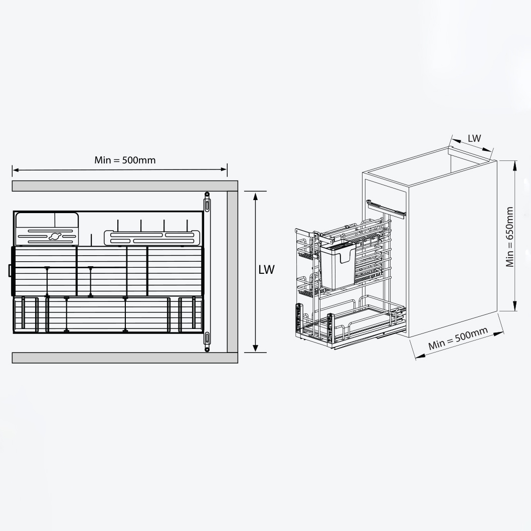 Bản vẽ kỹ thuật giá dao thớt gia vị chai lọ GARIS GMV2 kích thước chi tiết
