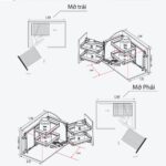Bản vẽ kỹ thuật hệ góc liên hoàn vách hộp GARIS GCB245L/R kích thước tủ góc