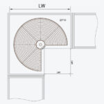 Bản vẽ kỹ thuật mâm xoay góc mở 3/4 GARIS GSC58 kích thước chi tiết