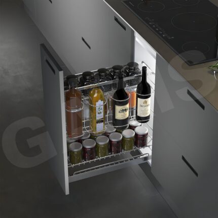 Giá dao thớt gia vị chai lọ rổ nan dẹt GARIS GK02.25C inox 304 mạ chrome 5 lớp 250mm