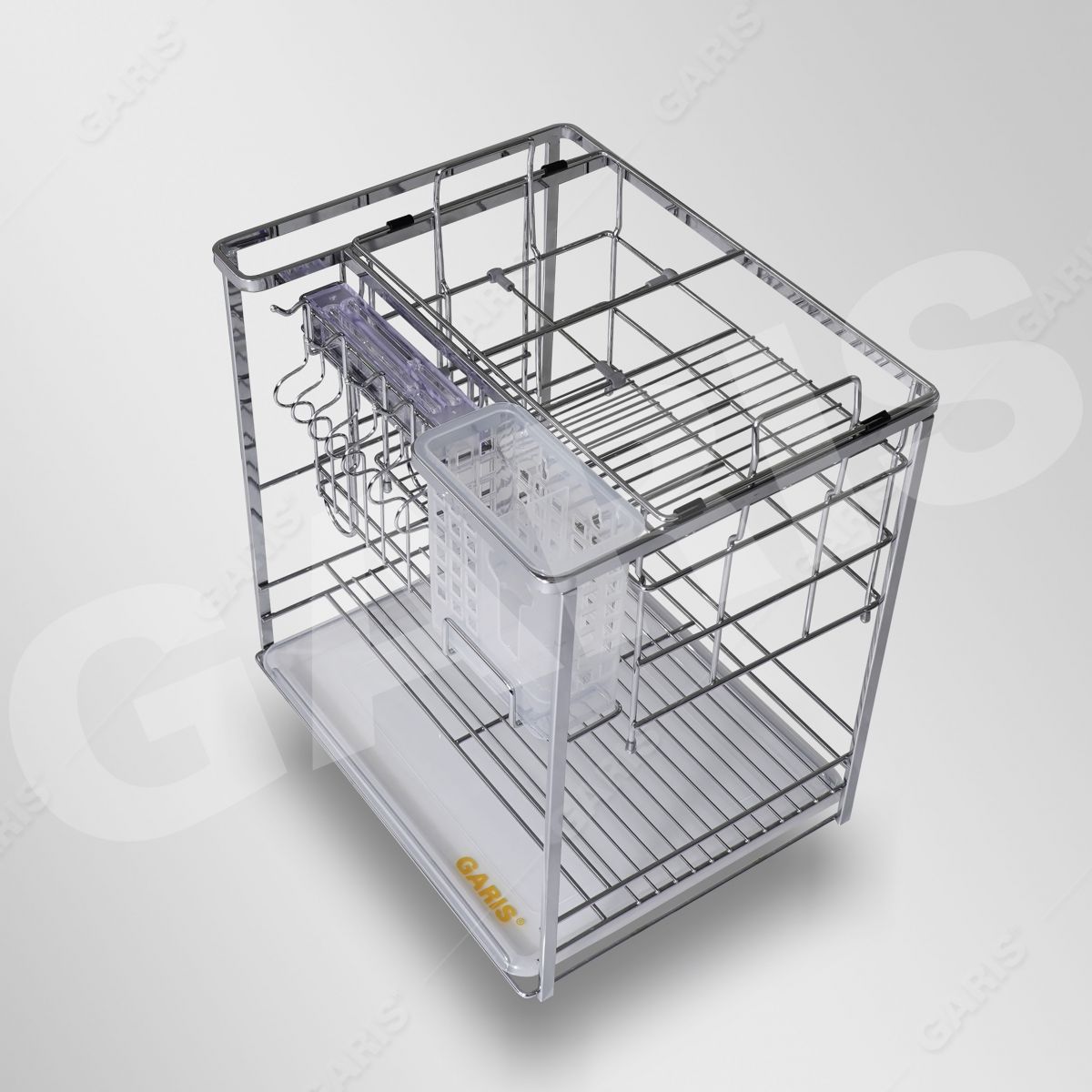 Giá dao thớt gia vị GARIS GMC chrome 5 lớp tủ bếp so sánh kích thước