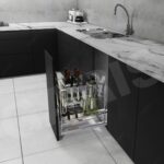 Giá dao thớt gia vị chai lọ rổ nan dẹt cánh kéo GARIS GMC230 inox 304 mạ chrome 5 lớp