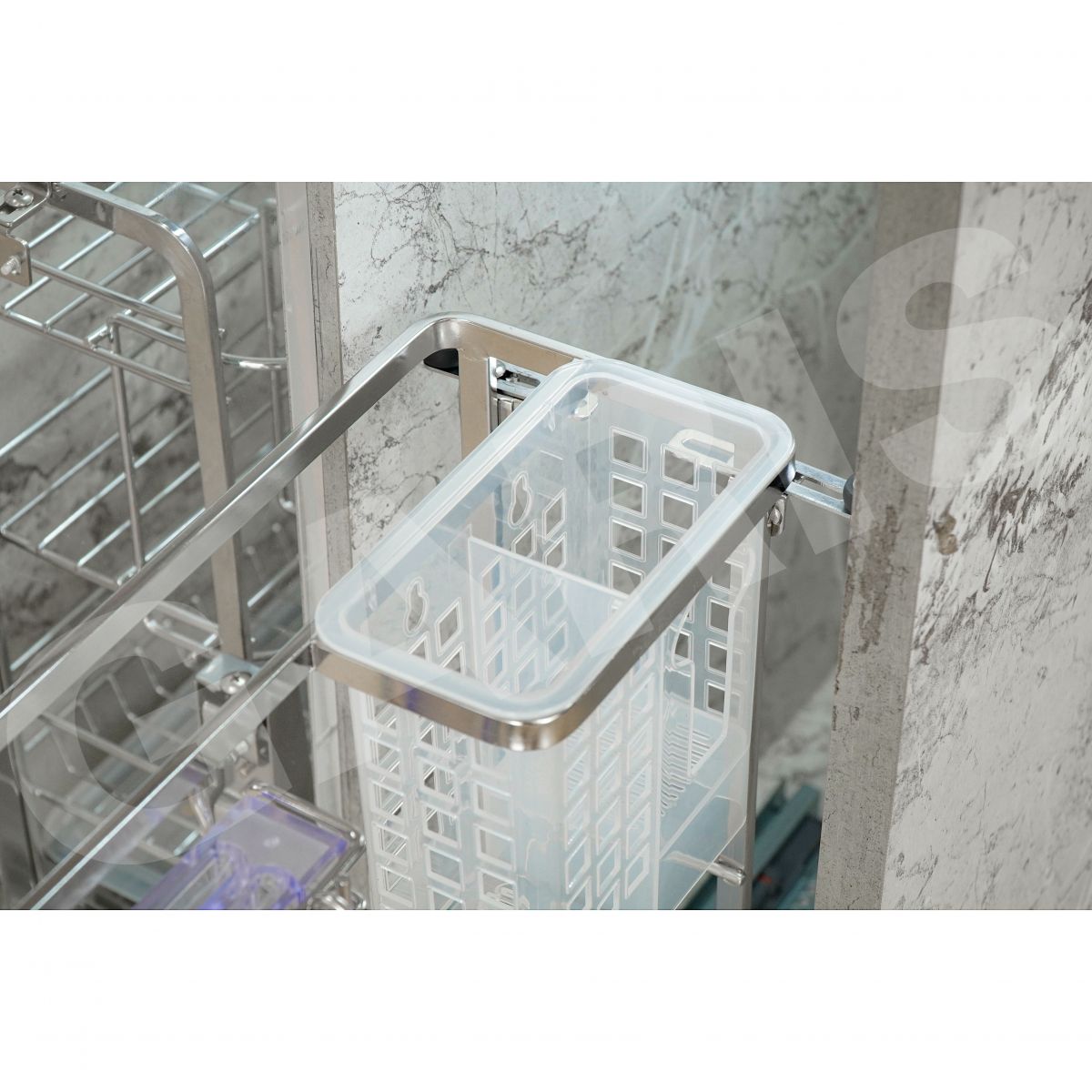 Chi tiết cơ cấu chống rung 2 bên giá dao thớt GARIS GME220