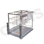 Giá dao thớt gia vị chai lọ rổ nan dẹt cánh kéo GARIS GME240 inox 304 xước mờ 400mm