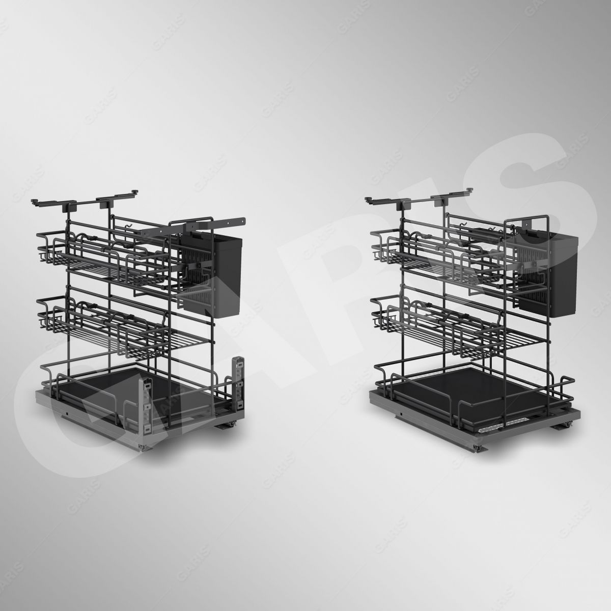 Giá dao thớt gia vị GARIS GMN2 phủ nano Titan thực tế trong tủ bếp dưới
