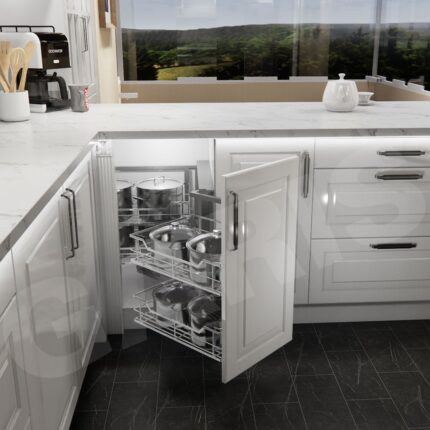 Hệ góc liên hoàn ray trượt inox 304 lắp đặt tủ bếp góc L chất lượng cao