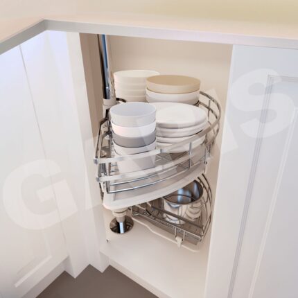 Mâm xoay góc mở 1/2 inox 304 điện hóa xước mờ GARIS GSE18 có khay hứng nước