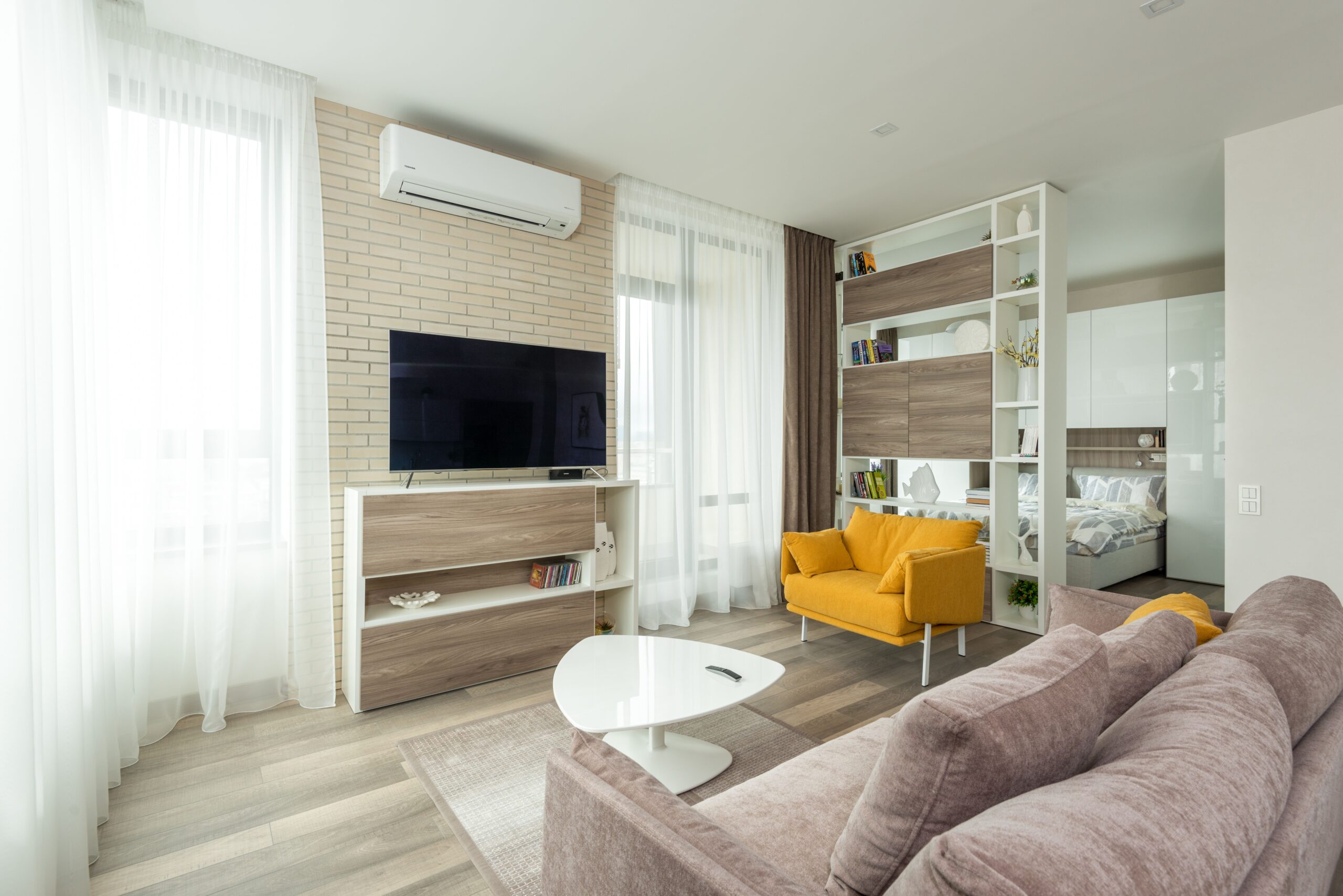 Phong cách Scandinavian nội thất – thảm trải sàn trắng xám tối giản phòng khách bắc âu