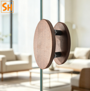 Tay nắm cửa kính showroom màu gỗ Walnut JY9102 1