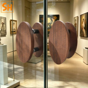 Tay nắm cửa kính showroom màu gỗ Walnut JY9102 2