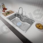 Bồn rửa chén 1 hố to GARIS GST1580 inox 304 vân LinenShield-X Ultra Defense xước mờ