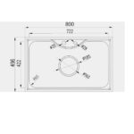Bản vẽ kỹ thuật kích thước bồn rửa chén 1 hố to GARIS GST1580 D800 R500 S230mm