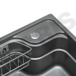 Chi tiết màu titan phủ nano bồn rửa chén 1 hố to GARIS GST1178 Vân LinenShield-X