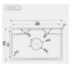 Bản vẽ kỹ thuật kích thước chậu rửa bát 1 hố to kiểu nhật GARIS GST1180 D800 R500 S230mm