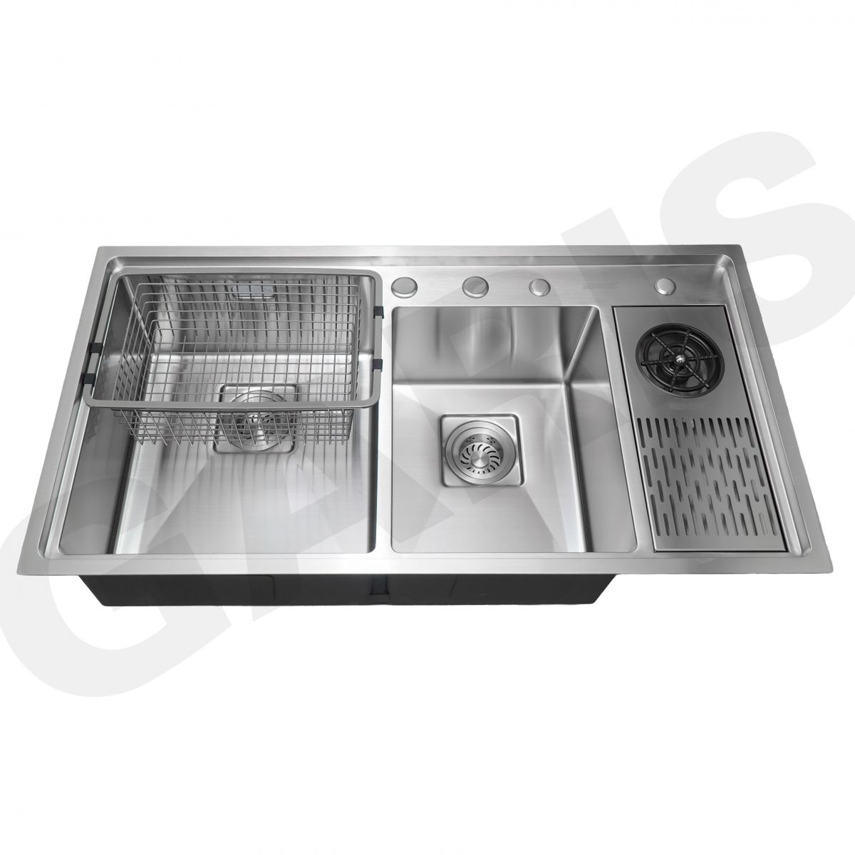 Chậu rửa bát 2 hố lệch GARIS MS22.96 lắp đặt thực tế trên mặt bàn bếp