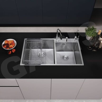 chậu rửa bát đá vs chậu rửa bát inox – chậu rửa bát inox 304 2 hố lệch GST2182 2026