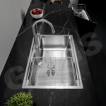 Nhìn từ trên chậu rửa chén 1 hố nhỏ GARIS GST1158 hố 542x360mm