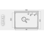 Bản vẽ kỹ thuật kích thước chậu rửa chén 1 hố nhỏ GARIS GST1158 D580 R430 S210mm