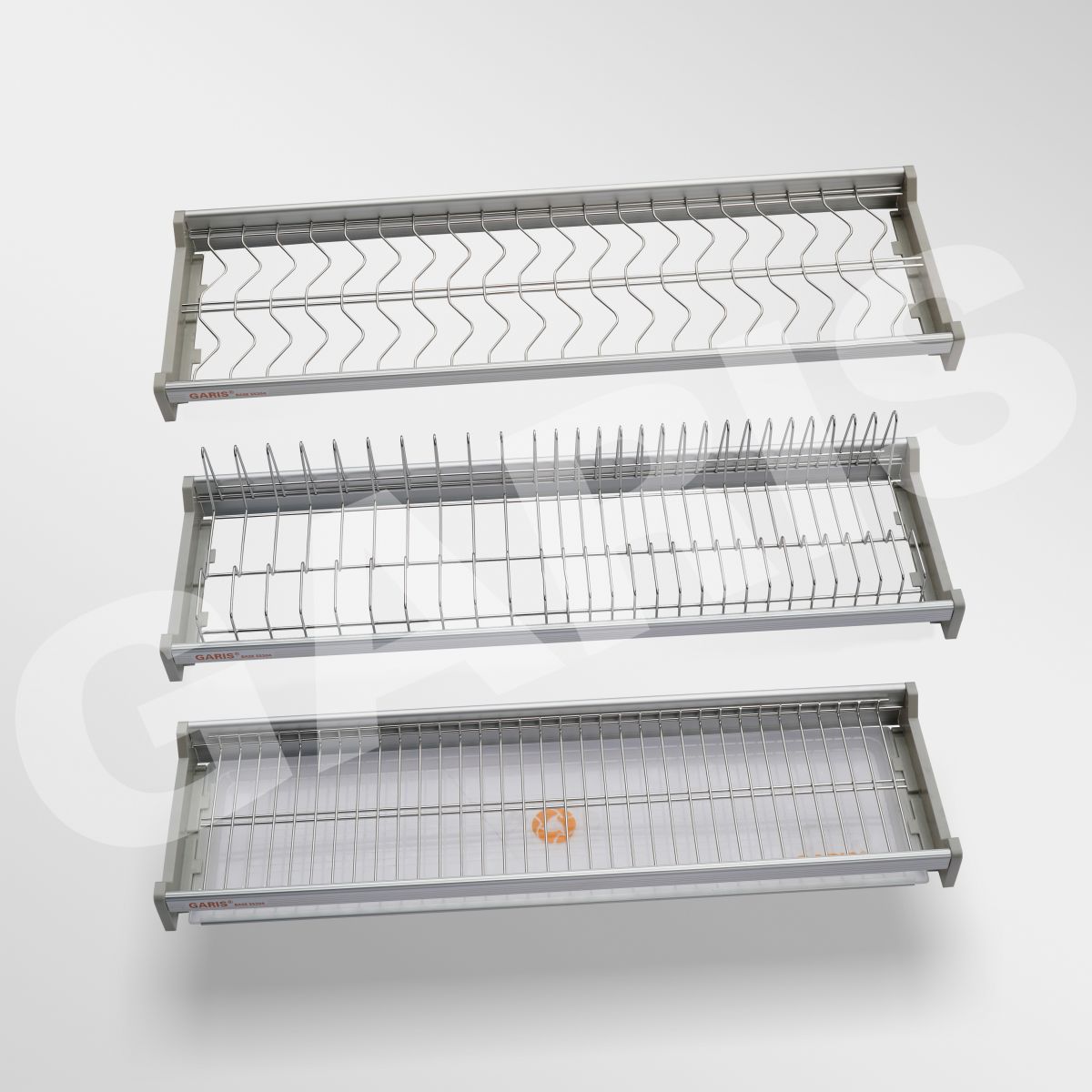 Giá bát đĩa 3 tầng GARIS GBE7 inox 304 điện hoá xước mờ chi tiết cấu trúc
