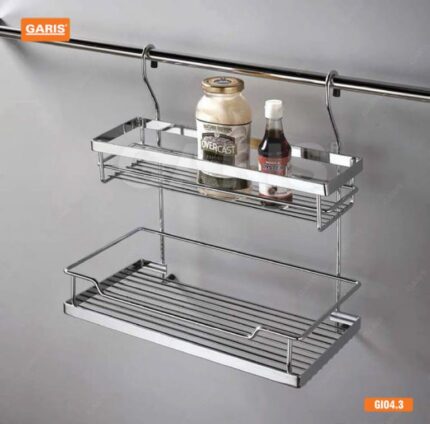 Giá để gia vị 2 tầng inox 304 mạ chrome 5 lớp GARIS GI04.3 kích thước R320×S200×C335mm