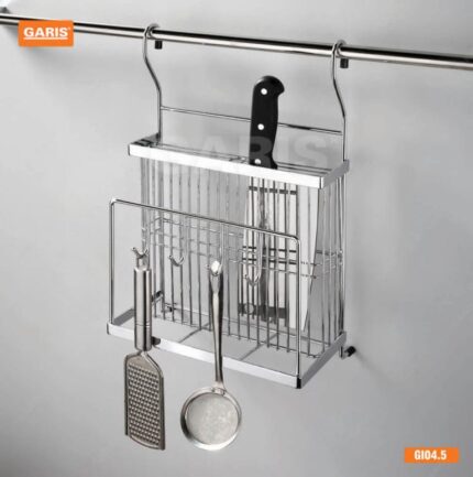Giá treo dao thớt inox 304 mạ chrome 5 lớp GARIS GI04.5 kích thước R250×S150×C390mm