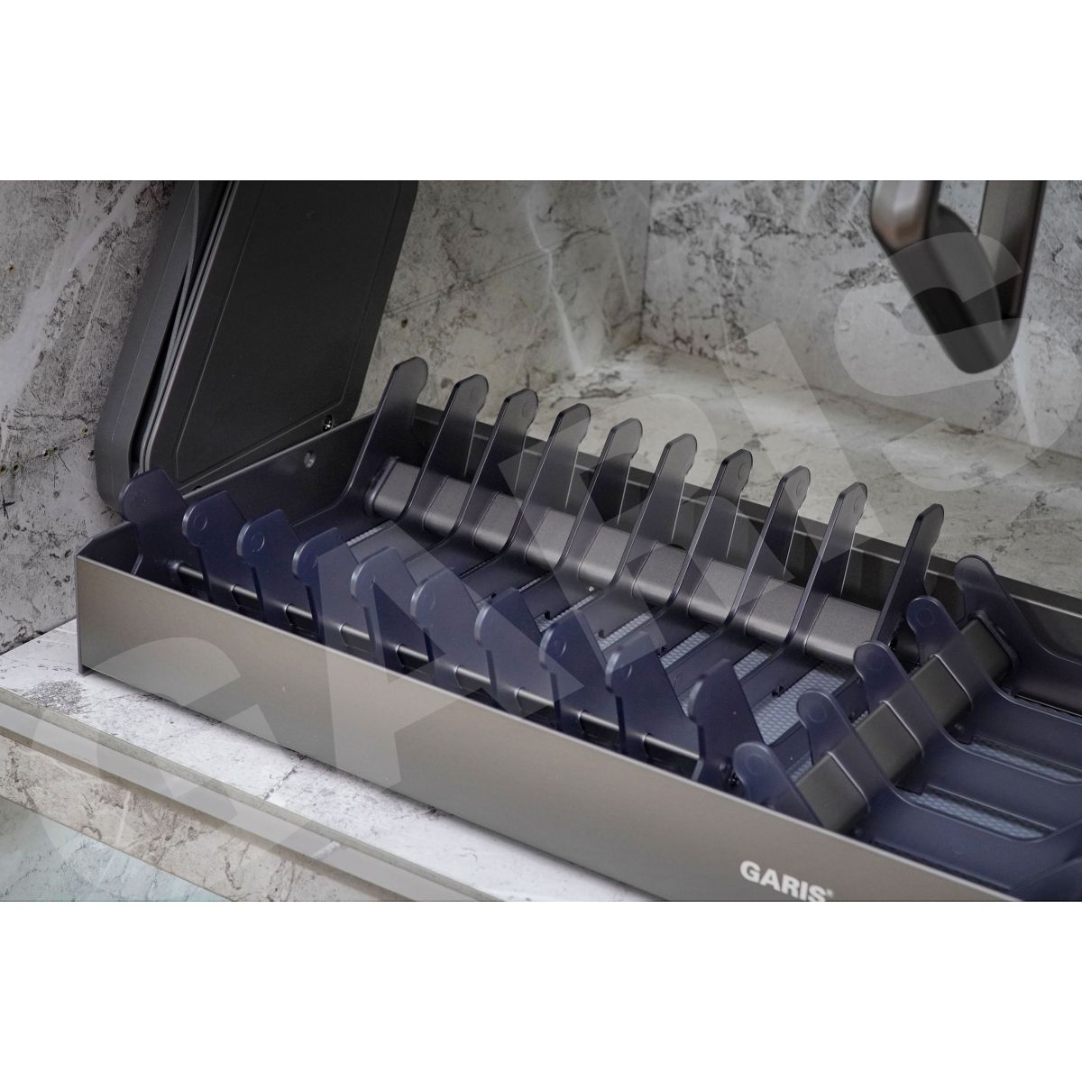 Khay đựng gia vị nhôm GARIS GL05 khay dưới rời góc chụp chi tiết