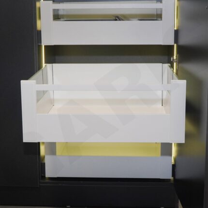 Ray hộp GARIS GT6B vách kính trắng 3 mặt thành cao lắp đặt trong tủ bếp
