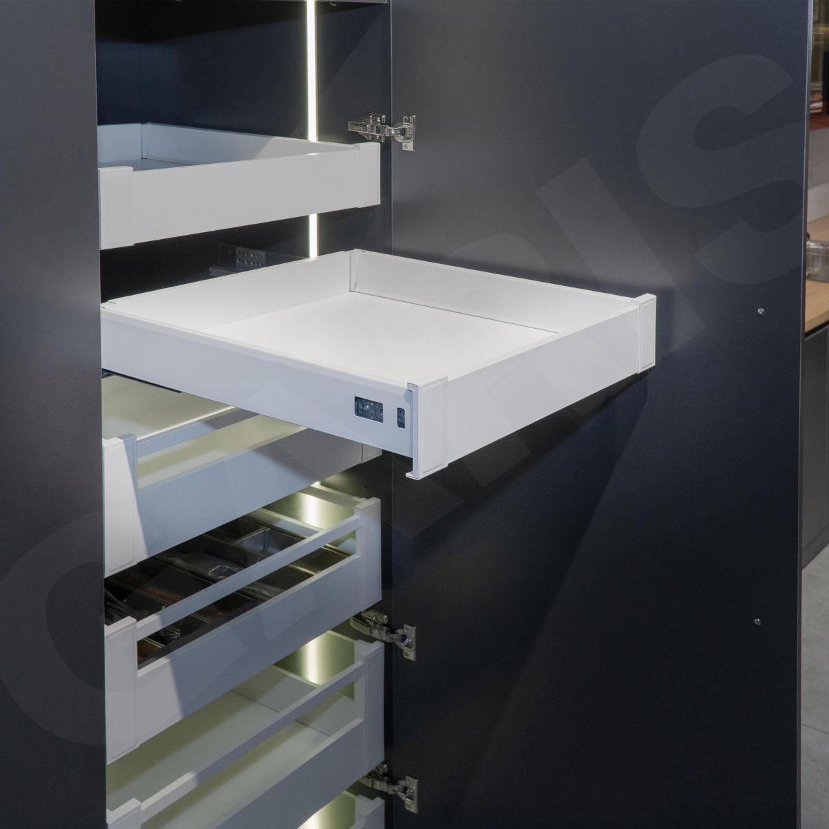 Ray hộp GARIS GT5 Gigabox mặt thành thấp chi tiết cấu trúc lắp đặt tủ bếp