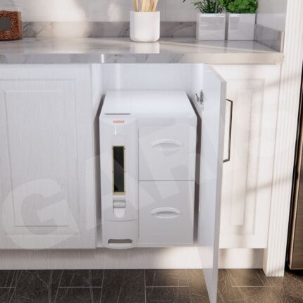 Thùng đựng gạo 30kg 3 khoang nhựa ABS GARIS GRP945 cánh mở màu trắng sữa