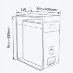 Bản vẽ kỹ thuật kích thước thùng đựng gạo 15kg mặt kính đen GARIS MRB630 R300 S400 C650mm