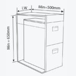 Bản vẽ kỹ thuật kích thước thùng đựng gạo 20kg mặt gương GARIS MRM730 R300 S480 C650mm