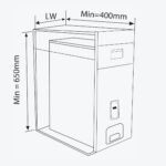 Bản vẽ kỹ thuật kích thước thùng đựng gạo điện tử 15kg mặt gương GARIS MRME63 R300 S400 C650mm