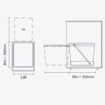 Bản vẽ kỹ thuật thùng rác đơn trong tủ GARIS GW316 kích thước lắp đặt chi tiết