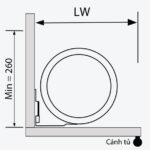 Bản vẽ kỹ thuật thùng rác gắn cánh tủ inox GARIS GW05.07 kích thước lắp đặt chi tiết