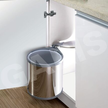 Thùng rác gắn cánh tủ inox bóng GARIS GW510 10L nắp trắng cánh mở
