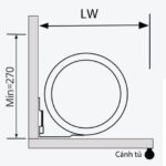 Bản vẽ kỹ thuật thùng rác gắn cánh tủ GARIS GW510 kích thước R270xS270xC390mm