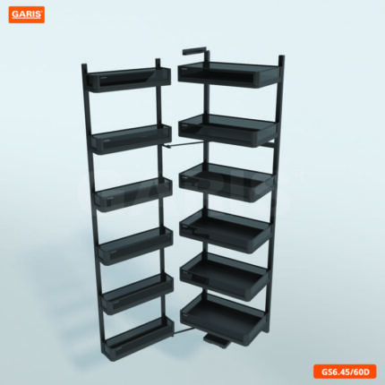 Tủ đồ khô 6 tầng rổ nhôm vách kính tối GARIS GSD660 toàn cảnh khoang 600mm