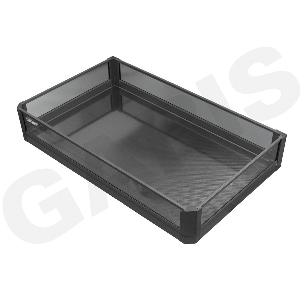 Chi tiết vách kính tối màu bo viền nhôm tủ đồ khô GARIS GSD660 khoang 600mm