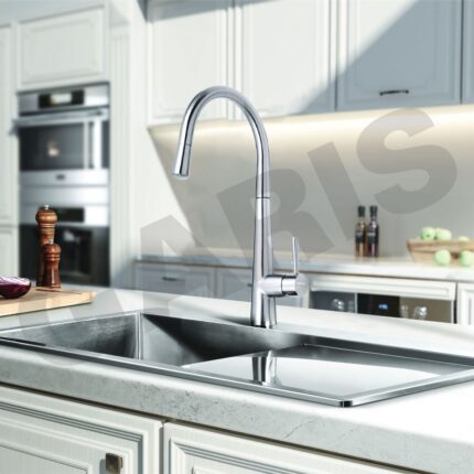 Vòi nước rửa chén nóng lạnh đồng mạ chrome GARIS GF11C nhìn tổng thể