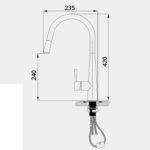 Bản vẽ kỹ thuật vòi nước rửa chén GARIS GF11C kích thước S235×C420mm