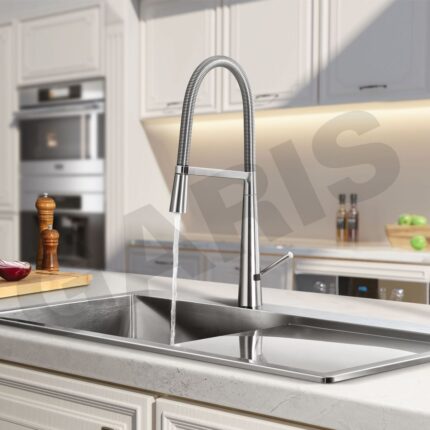 Vòi rửa bát cao cấp không dây rút đồng mạ PVD GARIS MF03P nhìn tổng thể