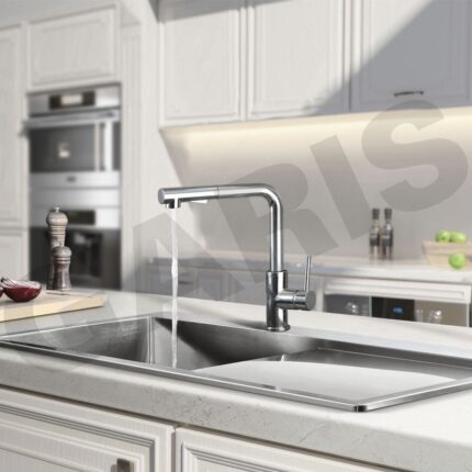 Vòi rửa bát có dây rút inox 304 bóng gương GARIS GF2M S276×C304mm