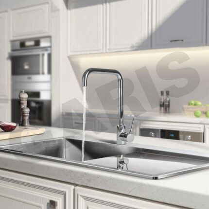 Vòi rửa bát nóng lạnh inox 304 bóng gương không dây rút GARIS GF6M