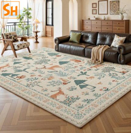 Thảm hình chữ nhật họa tiết thiên nhiên JR8276