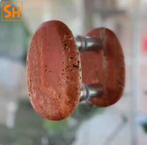 Tay nắm cửa kính bằng đá travertine đỏ tự nhiên GD3108 7