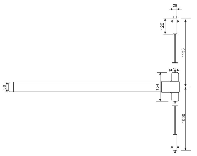 Bản vẽ kỹ thuật thanh thoát hiểm thép sơn tĩnh điện IMUNDEX 707.79.201 900mm