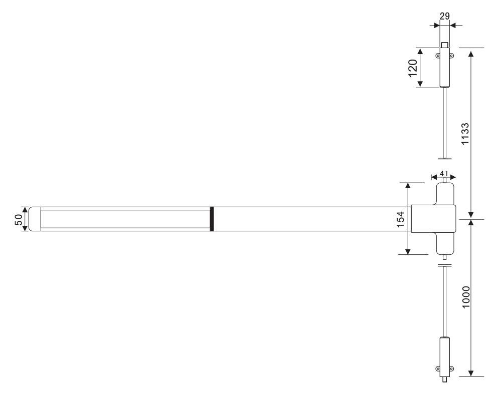 Bản vẽ kỹ thuật thanh thoát hiểm thép sơn tĩnh điện IMUNDEX 707.79.701 900mm