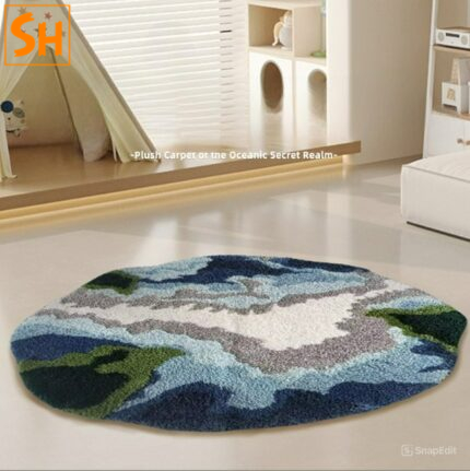 Thảm trải sàn hình oval họa tiết đại dương JR0729