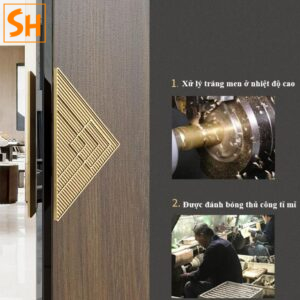Tay nắm cửa hình học phong cách Á Đông XH4364 8